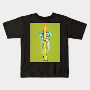 Common Blue Damselfly Close-up on Stalk Kids T-Shirt